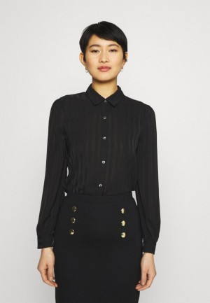 Kosela Anna Field Semi Sheer Blouse Button Down Damske Čierne | 023-NMLPBX
