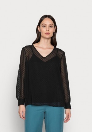 Kosela Anna Field V Neck Blouse Blouse Damske Čierne | 109-ZIUMXH