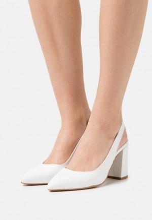 Lodicky Anna Field Kozene Klasické Heels Damske Biele | 564-KHLREC