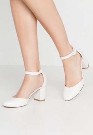 Lodicky Anna Field Kozene Klasické Heels Damske Biele | 476-SEQGUP