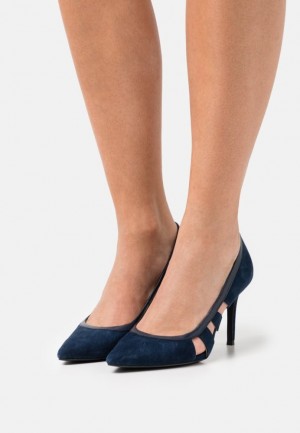 Lodicky Anna Field Kozene Klasické Heels Damske Tmavo Modre | 105-XSVUQC