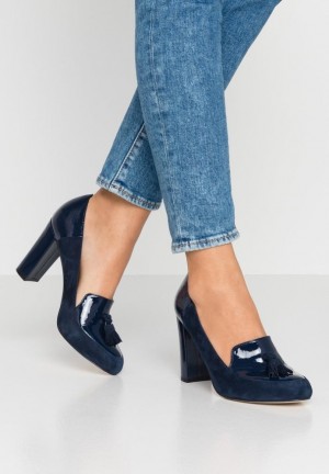 Lodicky Anna Field Kozene Klasické Heels Damske Tmavo Modre | 049-ONSGFZ