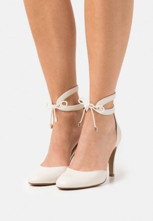 Lodicky Anna Field Kozene Klasické Heels Damske Biele | 890-OMVFRI