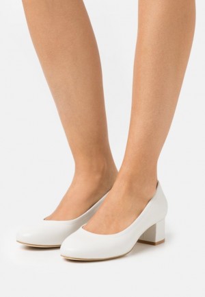 Lodicky Anna Field Kozene Pohodlie Klasické Heels Damske Biele | 068-ZXJDEU