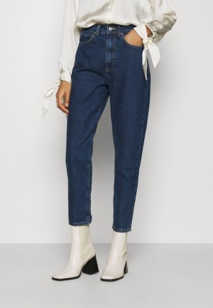 Nohavice Anna Field Mom Fit Jeans Jeans Tapered Fit Damske Modre | 807-WVZXYI