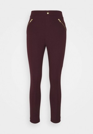 Nohavice Anna Field Punto Legging With Zip Detail Trousers Damske Bordove | 283-BGUQZF