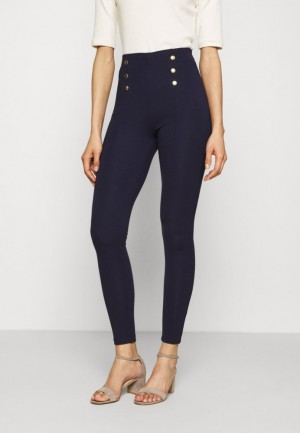 Nohavice Anna Field Punto Leggings With Button Detail Leggings Trousers Damske Tmavo Modre | 409-YUPEAD