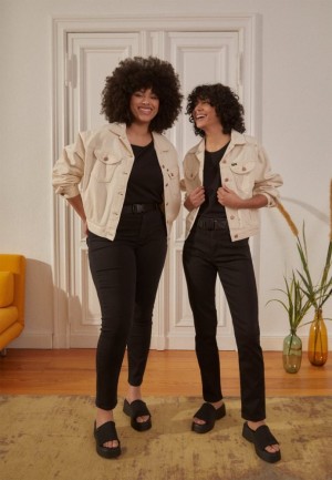 Nohavice Anna Field Rovno Leg Jeans Damske Čierne Modre | 537-QDACJF