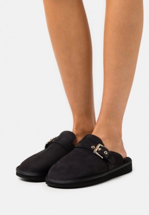Papuce Anna Field Kozene Slippers Damske Čierne | 497-QDRGPI