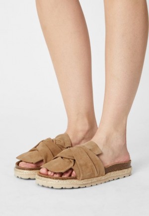Papuce Anna Field Pohodlie Kozene Slippers Damske Béžové | 218-UWXYKG