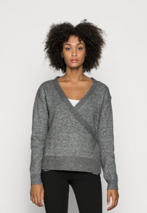 Pulover Anna Field Loose Fit Wrap Jumper Damske Tmavo Siva | 073-MYHPCL