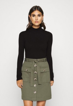 Pulover Anna Field Mock Neck Basic Jumper Damske Čierne | 207-EQZUVF