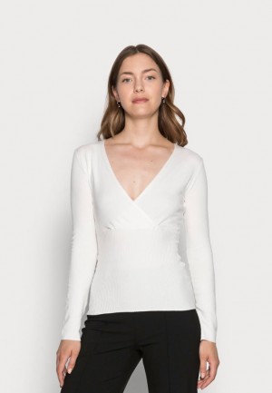 Pulover Anna Field Wrap Slim Fit Jumper Jumper Damske Biele | 064-SIOHCG