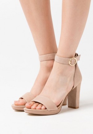 Sandale Anna Field Kozene High Na Podpatku Sandals Damske Béžové | 324-TSOUBP