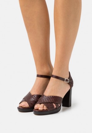 Sandale Anna Field Kozene High Na Podpatku Sandals Damske Hnede | 832-JHRBUW
