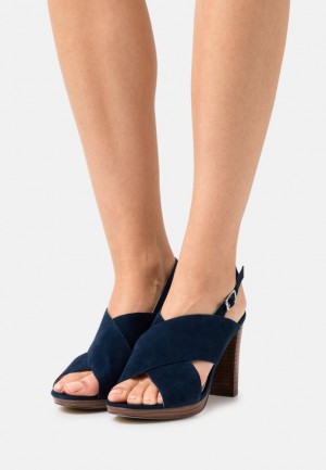 Sandale Anna Field Kozene High Na Podpatku Sandals Damske Tmavo Modre | 823-UQCTOZ