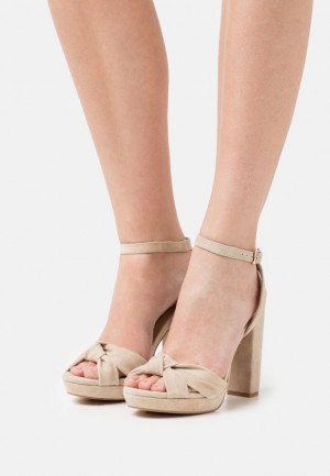 Sandale Anna Field Kozene High Na Podpatku Sandals Damske Béžové | 698-UCQORI