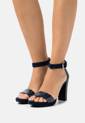 Sandale Anna Field Kozene High Na Podpatku Sandals Damske Tmavo Modre | 645-AIWYCZ