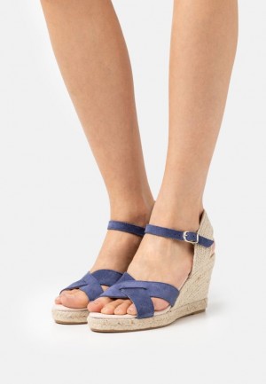 Sandale Anna Field Kozene Platforme Sandals Damske Tmavo Modre | 297-TDFSVX