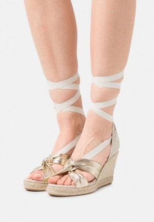 Sandale Anna Field Kozene Wedge Sandals Damske Zlate | 308-BRYNMI
