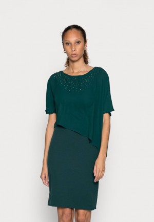 Saty Anna Field Occasion Mini Bodycon Saty Mesh Kratke Sleeves Cocktail Saty Damske Tmavo Zelene | 207-FLCRMK