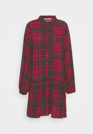 Saty Anna Field Oversized Shirt Saty Damske Červené | 956-STUDGV