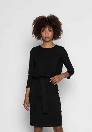 Saty Anna Field Quarter Sleeves Loose Fitted Skirt Saty Jersey Saty Damske Čierne | 961-ETVYXI