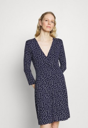 Saty Anna Field Quarter Sleeves Wrap Mini Saty Jersey Saty Damske Tmavo Modre | 176-LYCGBH