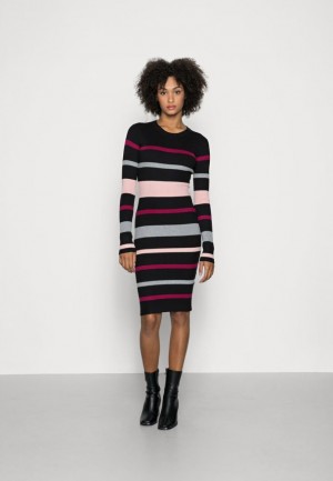 Saty Anna Field Regular Fit Stripes Saty Jumper Saty Damske Čierne | 057-TVRJOY