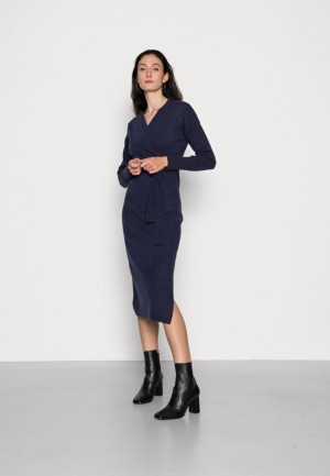 Saty Anna Field Wrap Over Midi Saty Jumper Saty Damske Tmavo Modre | 372-CVQZIR
