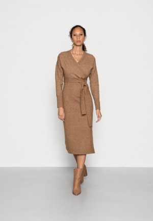 Saty Anna Field Wrap Over Midi Saty Jumper Saty Damske Hnede | 361-TQIRMF
