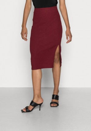 Sukna Anna Field Structured Fabric Midi High Waisted Pencil Damske Bordove | 278-SCTFGA