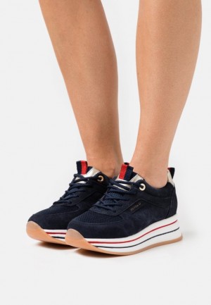 Tenisky Anna Field Kozene Trainers Damske Tmavo Modre | 925-FJWVSM