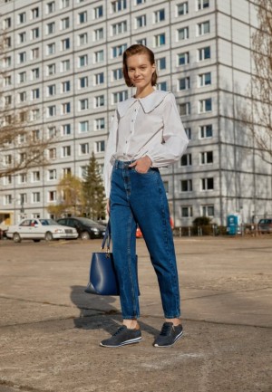 Tenisky Anna Field Pohodlie Kozene Trainers Damske Tmavo Modre | 870-HXRQST
