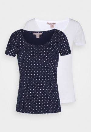 Tricko Anna Field 2er Pack Print T Shirt Damske Tmavo Modre | 951-ATESBW