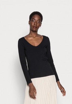 Tricko Anna Field Basic Long Sleeved Top Damske Čierne | 350-ZXLUID
