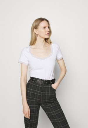 Tricko Anna Field Basic T Shirt Damske Biele | 948-CHJAWO