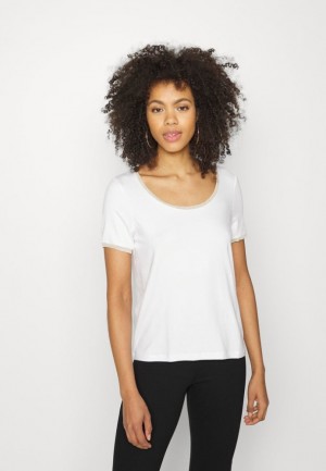 Tricko Anna Field Basic T Shirt Damske Biele | 421-PGZQUA