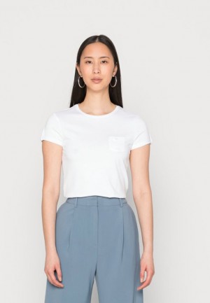 Tricko Anna Field Basic T Shirt Damske Biele | 408-DESNYA