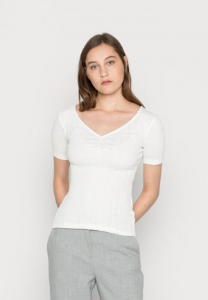 Tricko Anna Field Basic T Shirt Damske Biele | 320-WKTJLN