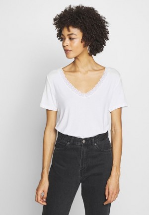 Tricko Anna Field Basic T Shirt Damske Biele | 178-YKWGPR