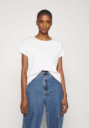 Tricko Anna Field Basic T Shirt Damske Biele | 742-MCOIEB