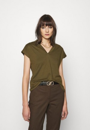 Tricko Anna Field Basic T Shirt Damske Hnedožltý | 723-FLRNPO