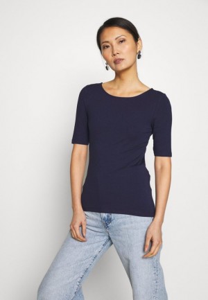Tricko Anna Field Basic T Shirt Damske Tmavo Modre | 512-MOGWDP