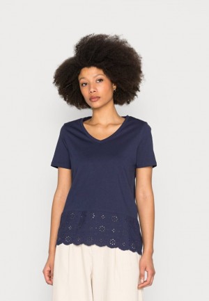 Tricko Anna Field Basic T Shirt Damske Tmavo Modre | 925-HDOLRX
