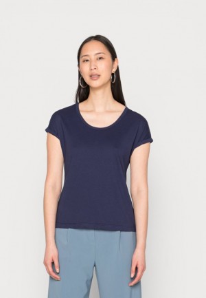 Tricko Anna Field Basic T Shirt Damske Tmavo Modre | 843-MLIVHR