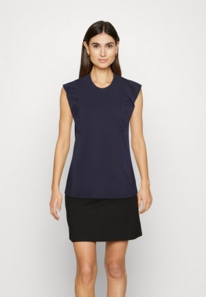 Tricko Anna Field Basic T Shirt Damske Tmavo Modre | 761-YVOBHP