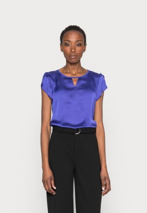 Tricko Anna Field Basic T Shirt Damske Tmavo Modre | 657-BVQUHZ