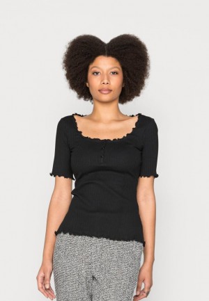 Tricko Anna Field Basic T Shirt Damske Čierne | 548-AXKCJS