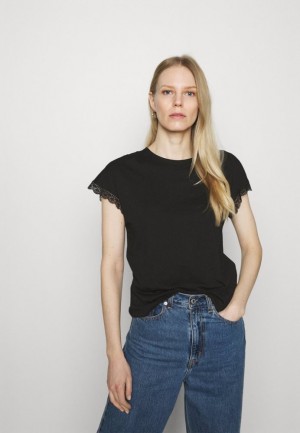 Tricko Anna Field Basic T Shirt Damske Čierne | 814-GLSWYN